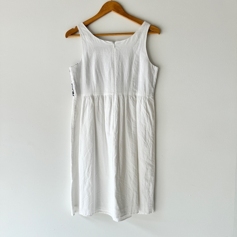 Loft - Linen Blend Embroidered Summer Dress in White & Blue - Picture 3 of 9